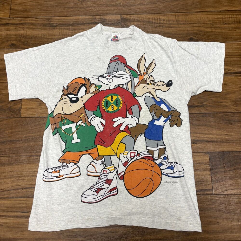Vintage 1993 Looney Tunes Bugs Bunny Basketball Hip Hop Mens Size M 90s Single